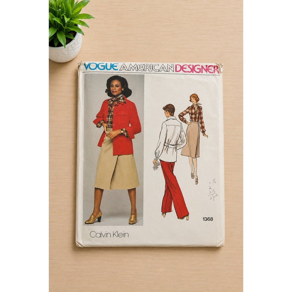 Vogue 1368 Calvin Klein Uncut American Designer Jacket Shirt Pants Pattern Sz 12